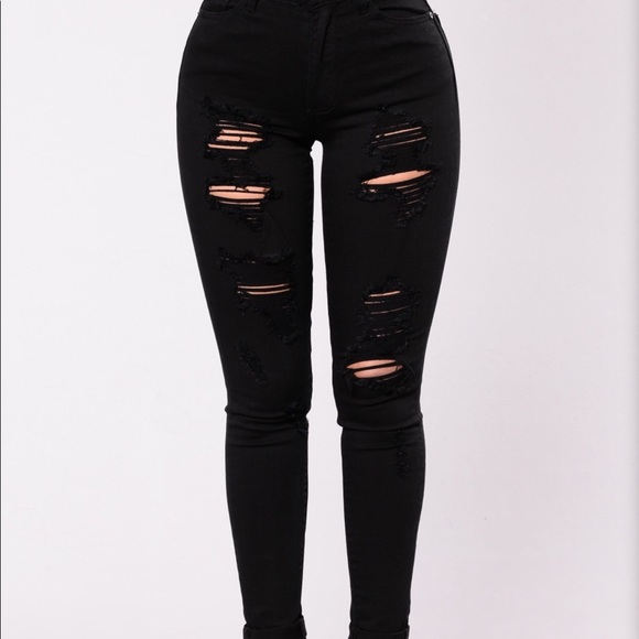 fashion nova black distressed jeans
